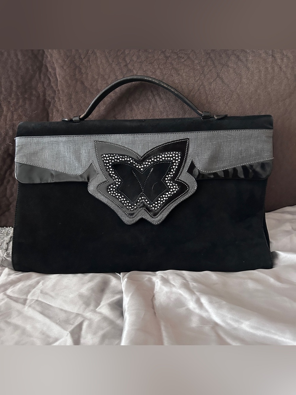 Bruno Magli Black and Gray Butterfly Accent Woman’s Briefcase